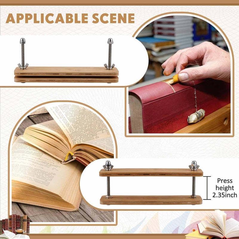 DoubleFill 1 Set Wooden and Bamboo Book Press Book Binding Tool Portable Book Binding Kits Bookbinding Supplies Book Press Bookbinding for DIY Book (12 Inch) - Image 4